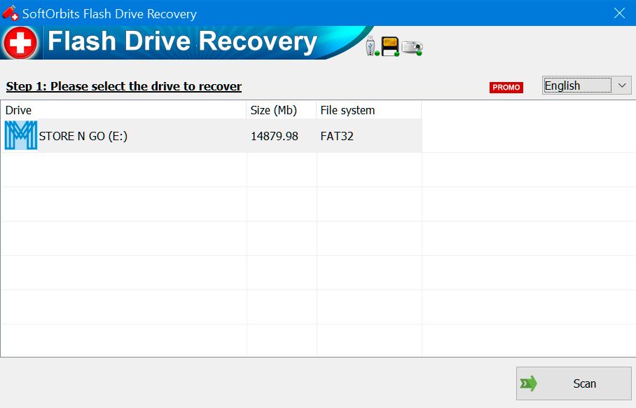 SoftOrbits Flash Drive Recovery Ekran Görüntüsü.