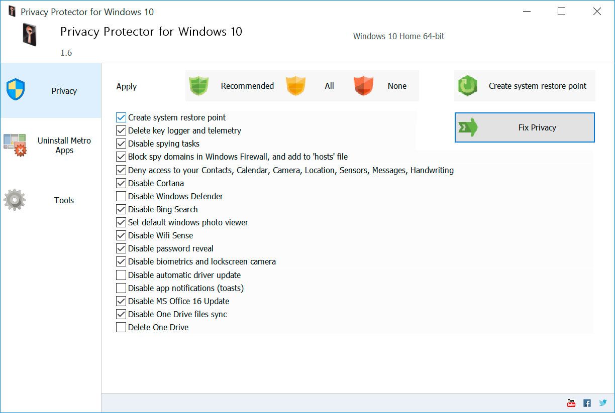 Privacy Protector for Windows 11 Ekran Görüntüsü.